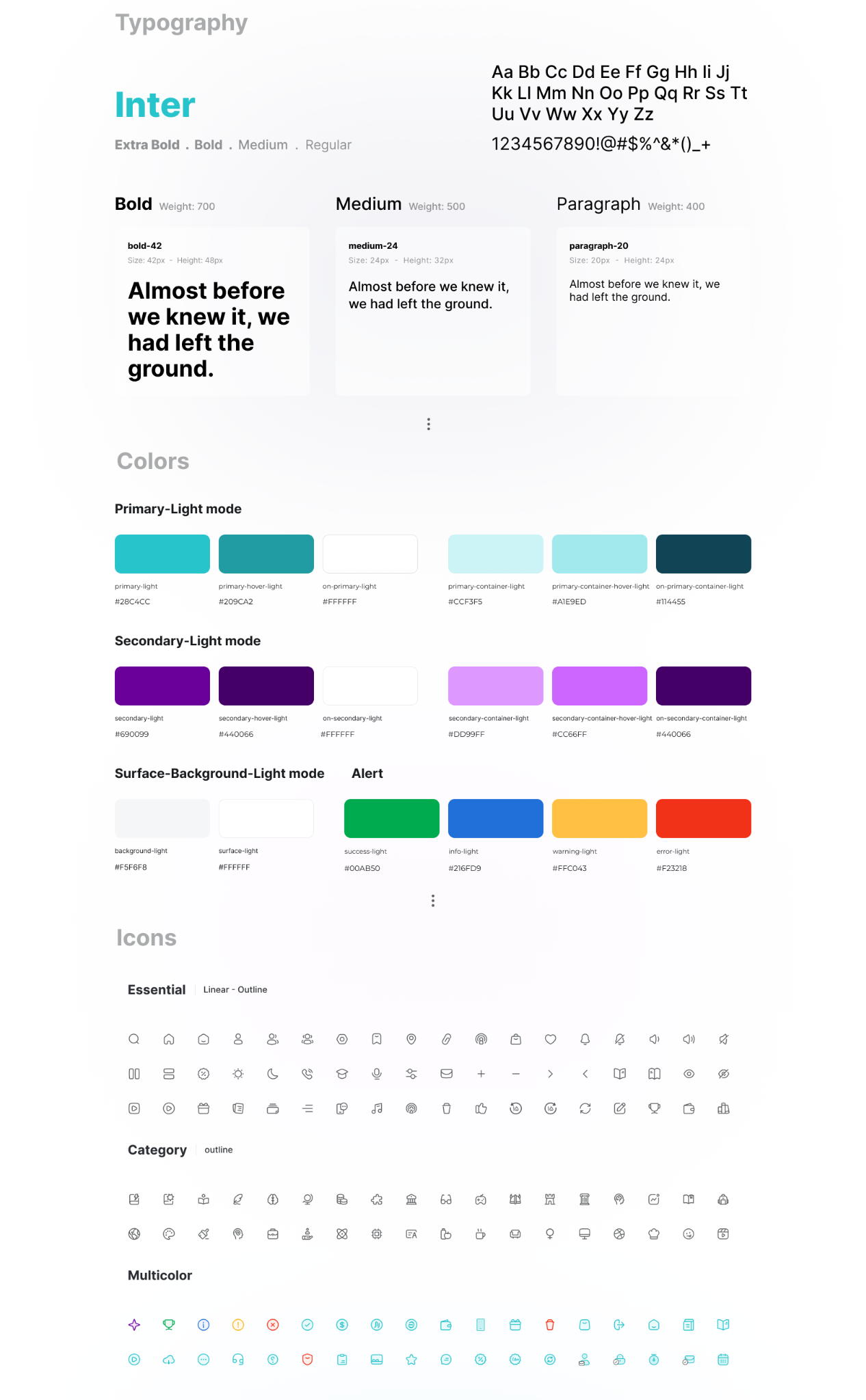 Original Fidibo design-system foundations including typography, color palette, and iconography